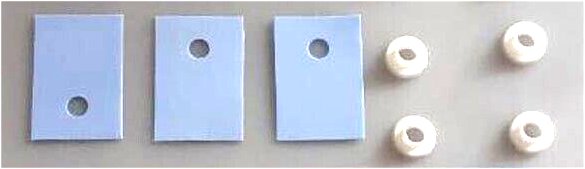 Insulation and washers for mounting TO-220 transistors